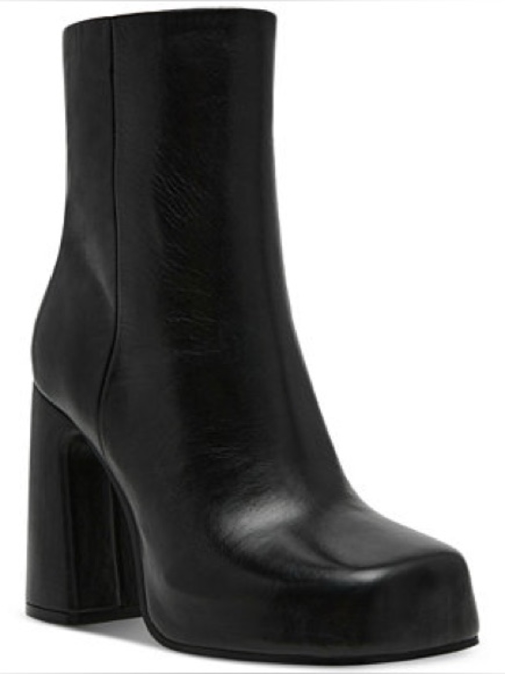 Steve Madden Cami Platform Chunky Square Toe Leather Boots Black Size 7.5 - Picture 1 of 9